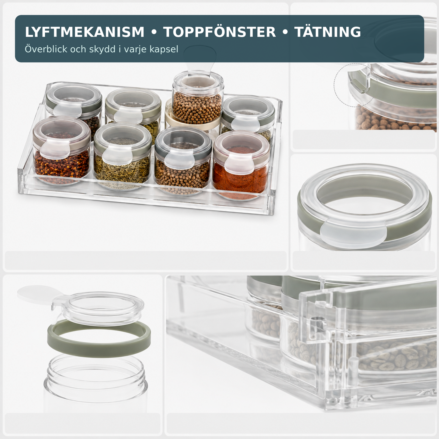 LiftLabel kryddkapslar med etikettflik